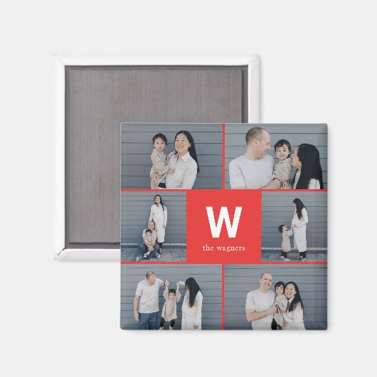 Vet Monogram Bewerkbare Kleur Moderne Fotomagneet Magneet (Voorkant / Achterkant)