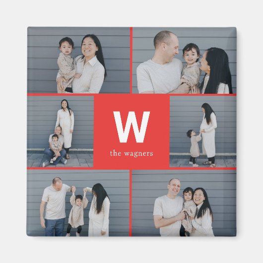 Vet Monogram Bewerkbare Kleur Moderne Fotomagneet Magneet (Voorkant)