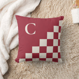 Vet Monogram Bourgogne Rode Crème geometrisch patr Kussen