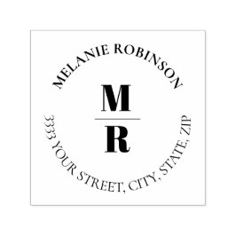 Vet Monogram Cirkel Retouradres Zelfinktende Stempel