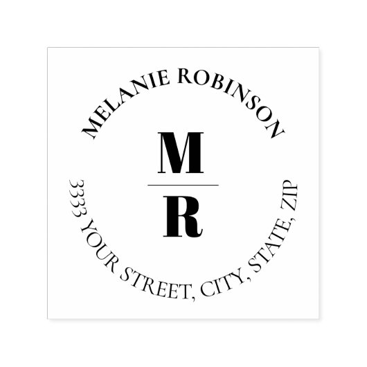 Vet Monogram Cirkel Retouradres Zelfinktende Stempel (Design)