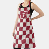 Vet Monogram Donkerrood Crème Geruit Patroon Schort (Insitu)