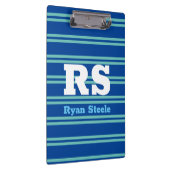 Vet monogram en naam, Lt. Blauwgroen lijnen op die Klembord (Rechts)