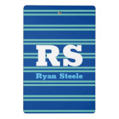 Vet monogram en naam, Lt. Blauwgroen lijnen op die Mini Klembord (Achterkant)