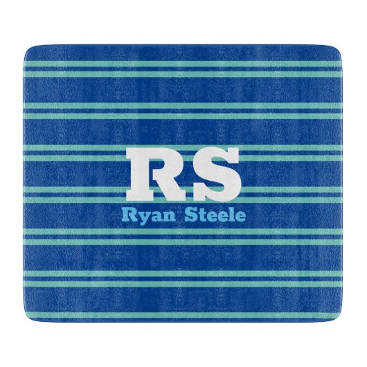 Vet monogram en naam, Lt. Blauwgroen lijnen op die Snijplank (Voorkant)