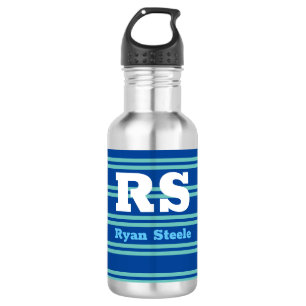 Vet monogram en naam, Lt. Blauwgroen lijnen op die Waterfles