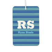 Vet monogram en naam, Lt Blauwgroen lijnen op diep Luchtverfrisser (Voorkant)