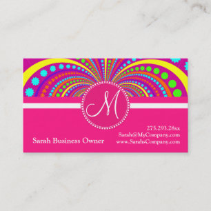 Vet Monogram Funky Patroon Hot Pink Design Visitekaartje