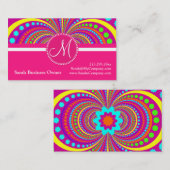 Vet Monogram Funky Patroon Hot Pink Design Visitekaartje (Voorkant / Achterkant)