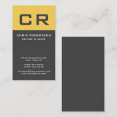 Vet Monogram Geel Geel Modern Minimalistisch Visitekaartje (Voorkant / Achterkant)