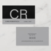 Vet Monogram grijs Black Professional Visitekaartje (Voorkant / Achterkant)