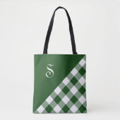 Vet Monogram Groen Wit Buffel Geometrisch controle Tote Bag (Voorkant)