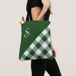 Vet Monogram Groen Wit Buffel Geometrisch controle Tote Bag