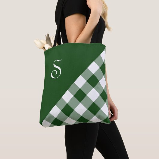 Vet Monogram Groen Wit Buffel Geometrisch controle Tote Bag (Dichtbij)