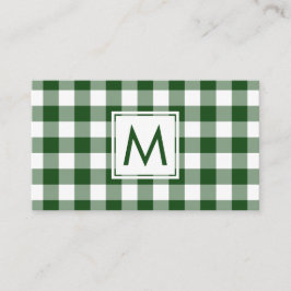 Vet Monogram Groen Wit Buffel Plaid Patroon Visitekaartje