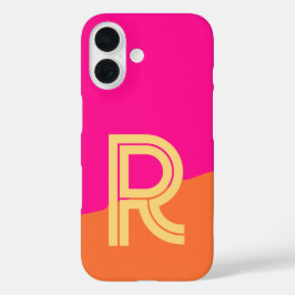 Vet Monogram Heet Roze Oranje iPhone 16 Hoesje