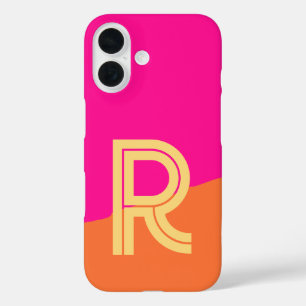 Vet Monogram Heet Roze Oranje iPhone 16 Hoesje
