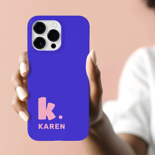 Vet monogram initiaal en naam blauw roze Case-Mate iPhone 14 pro max hoesje