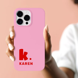 Vet monogram initiaal en naam rood roze Case-Mate iPhone 14 pro max hoesje