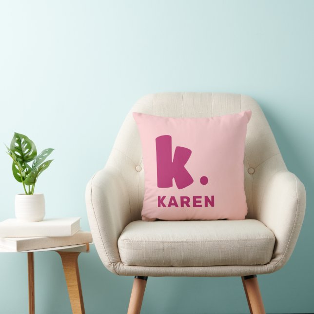 Vet monogram initiaal en naam roze kussen (Stoel)