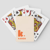 Vet monogram initiaal en naam sinaasappel pokerkaarten (Achterkant)