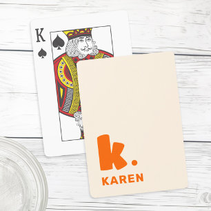 Vet monogram initiaal en naam sinaasappel pokerkaarten
