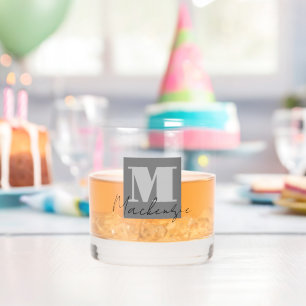 Vet Monogram Initiaal Fancy Script Aangepast Whisky Glas