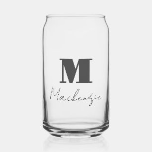 Vet Monogram Initiaal Fancy Script Blikvorm Glas