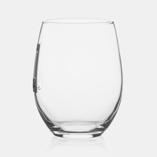 Vet Monogram Initiaal Fancy Script Wijnglas Zonder Voet (Links)