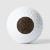 Vet monogram initialen  bruin lederen look golfballen (Voorkant)