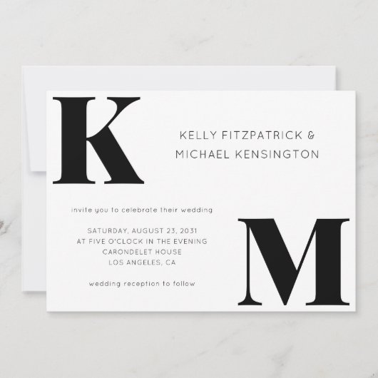 Vet Monogram Initialen Minimale QR Code Wedding Kaart (Voorkant)