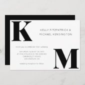 Vet Monogram Initialen Minimale QR Code Wedding Kaart (Voorkant / Achterkant)