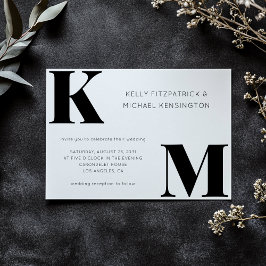 Vet Monogram Initialen Modern Minimal Wedding Kaart