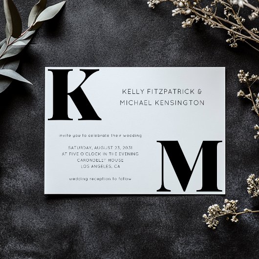Vet Monogram Initialen Modern Minimal Wedding Kaart