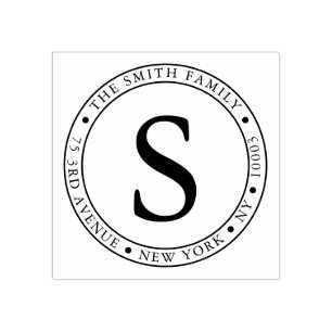 Vet monogram Lijst rond retouradres Rubberstempel