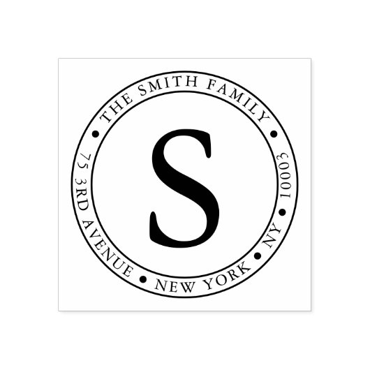 Vet monogram Lijst rond retouradres Rubberstempel (Afrduk)