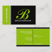 Vet monogram limoen groen zwart opvallend visitekaartje (Voorkant / Achterkant)