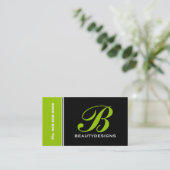 Vet monogram limoen groen zwart opvallend visitekaartje (Staand voorkant)