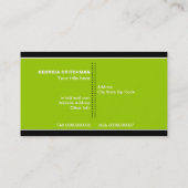 Vet monogram limoen groen zwart opvallend visitekaartje (Achterkant)