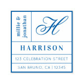 Vet Monogram Manuscript & het Adres van de Terugke Zelfinktende Stempel (Design)