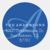 Vet Monogram Marine Adreslabel Ronde Sticker (Voorkant)