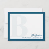 Vet Monogram Marine Blauw Familie Stationery Notitiekaartje (Voorkant)