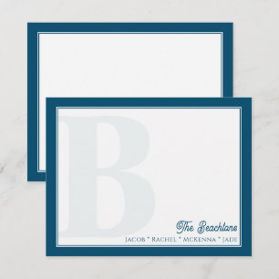 Vet Monogram Marine Blauw Familie Stationery Notitiekaartje