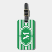Vet monogram met groene strepen bagagelabel (Voorkant verticaal)