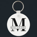 Vet Monogram met naam | wit Sleutelhanger<br><div class="desc">Een unieke maar minimale sleutelhanger van de monogram knoop met uw unieke monogram brief en naam.</div>