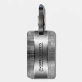 Vet Monogram, Metallic Zilver Grijs Patroon Ontwer Bagagelabel (Achterkant verticaal)