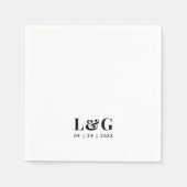 Vet Monogram Minimale Zwart-wit bruiloft Servet (Voorkant)