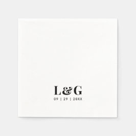 Vet Monogram Minimale Zwart-wit bruiloft Servet