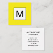 Vet monogram minimalistisch geel visitekaartje (Voorkant / Achterkant)