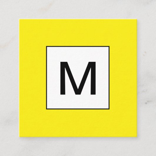 Vet monogram minimalistisch geel visitekaartje (Voorkant)